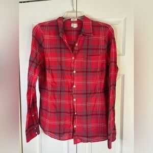 J. Crew Factory  Small Shirt Classic Button-Down Perfect Fit Multi-Color Plaid